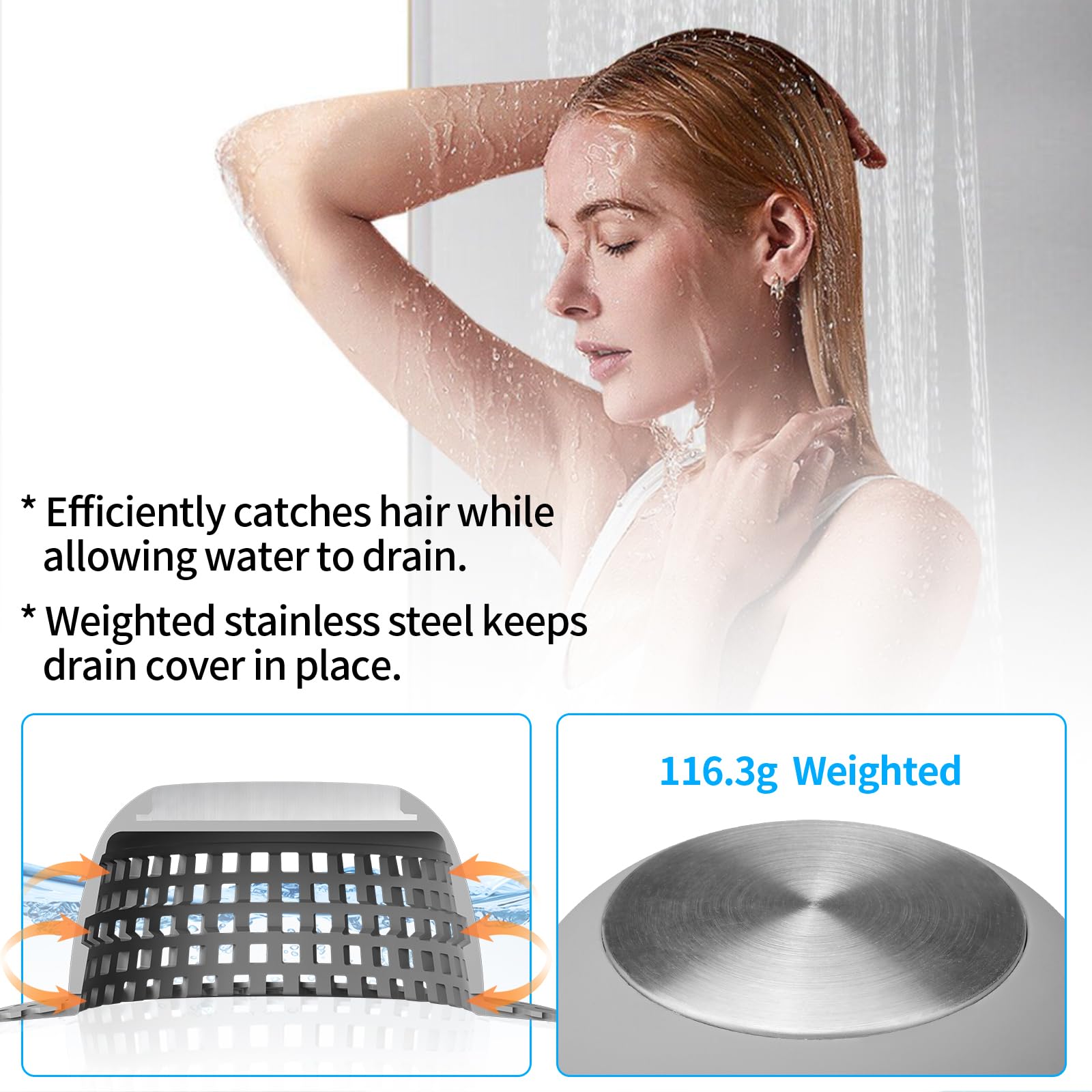 Aluvor Shower Drain Hair Catcher - Clog-Free Drains -5