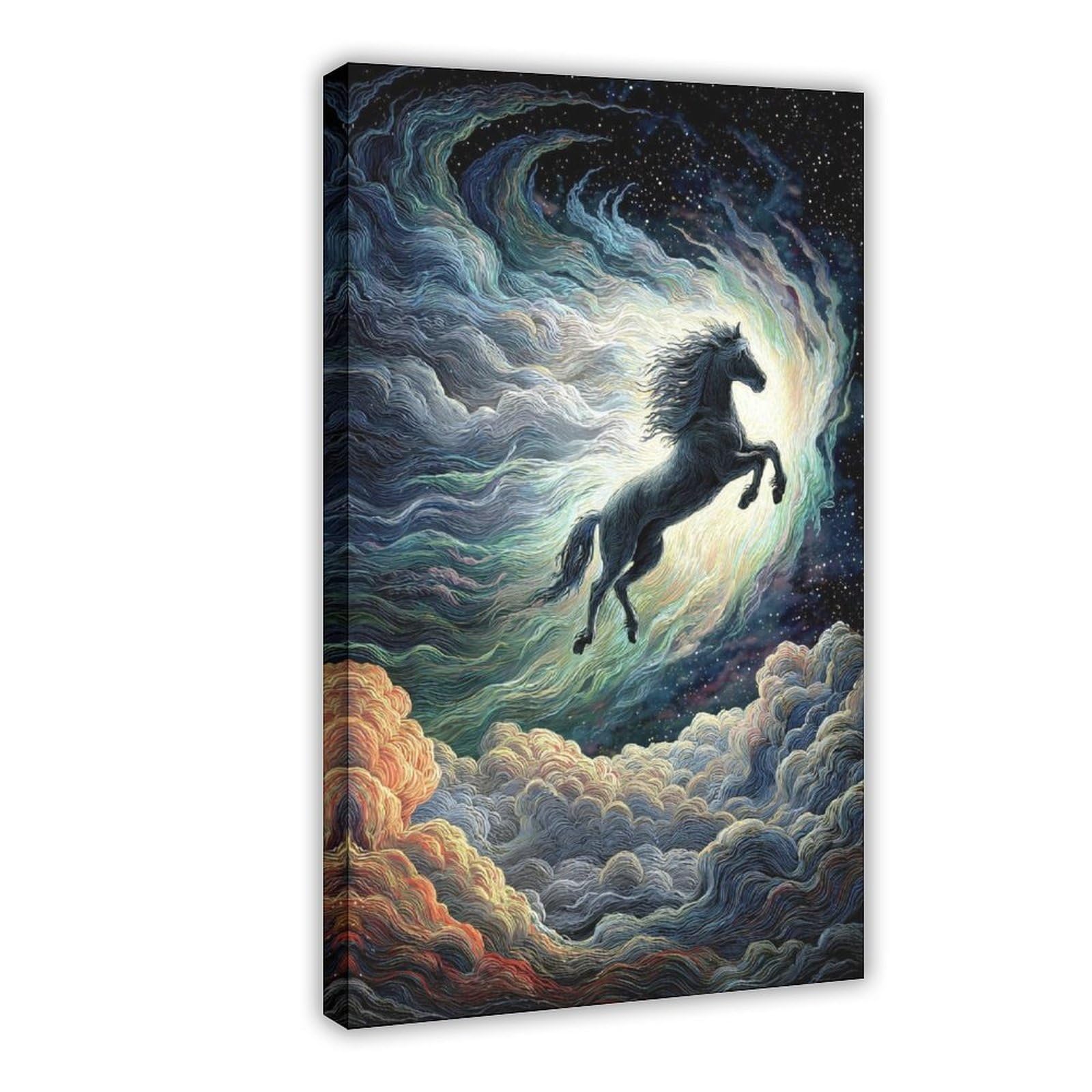 Mythical Horse Cosmic Journey Poster Canvas Poster for Bedroom Decor Gift