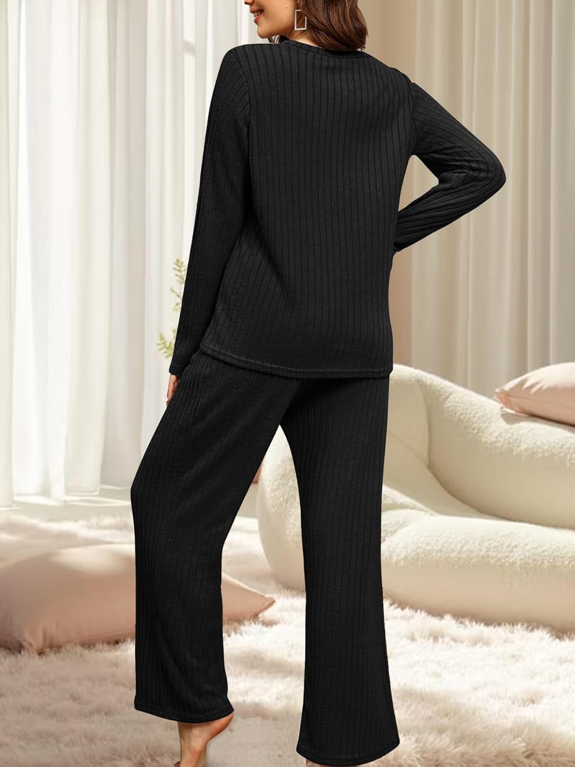 Women's 2 Piece Lounge Sets Casual Fall Travel Outfits Fashion Wide Leg Tracksuit Cozy Sweatsuits - Image 3