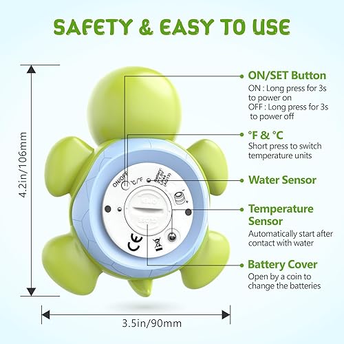 Miniatura 8 de Termómetro de baño para bebé, termómetro digital de temperatura del agua con retroiluminación de 3 colores y advertencia de temperatura, termómetros