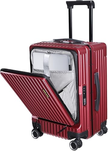 S Unite Star 20 Inch Carry On Luggage with Front Laptop Pocket, Lightweight Hardshell ABS+PC+Aluminum Frame Suitcase with TSA Lock, 360 Spinner