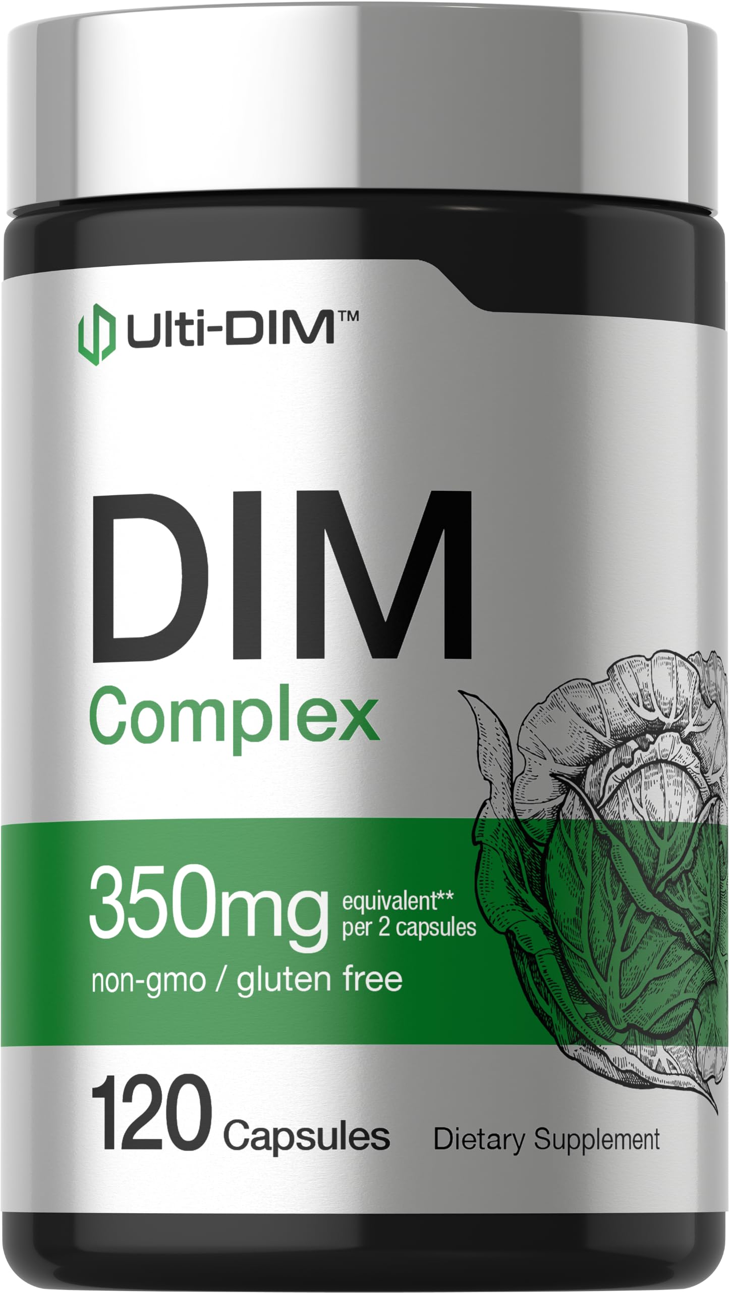 Horbäach DIM Supplement | 350mg Complex | for Women & Men | 120 Capsules