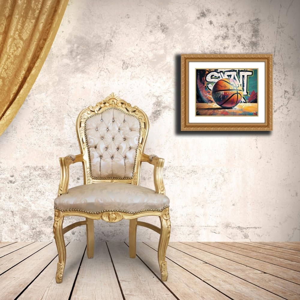 ArtDirect Graffiti Basketball Custom Framed Art Print Giclee Print or Canvas Options with Various Sizes and Customization by Rae, Marla