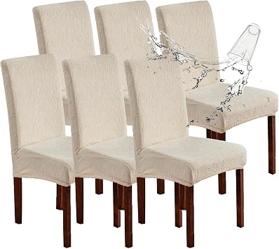 Waterproof Dining Chair Covers, Chair Covers for Dining Room Stretch Parsons Chair Slipcover, for Dining Room Kitchen Chair Protector Cover, Removable, Washable