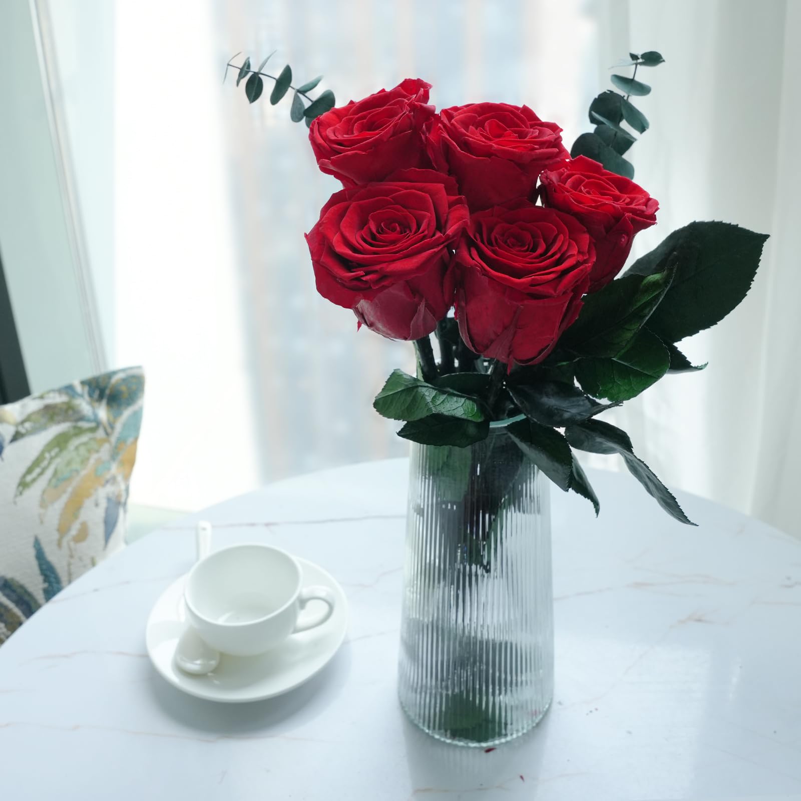 Yamonic Ewige Rose Geschenke für Frauen,Infinity Rose mit Stiel Geburtstagsgeschenk für Frauen, Echte Rose in Geschenkbox,Konservierte Blumen Geschenk Weihnachten Valentinstag Deko Geschenk, 5 Rosen