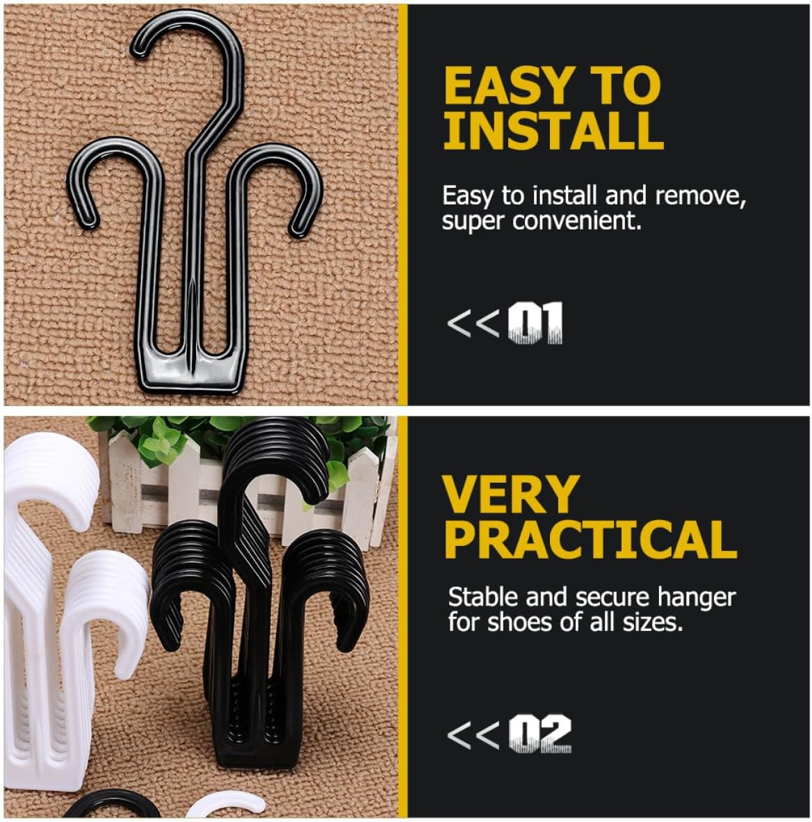 12 Pack Plastic Double Hook Shoe Drying Organizer for Travel