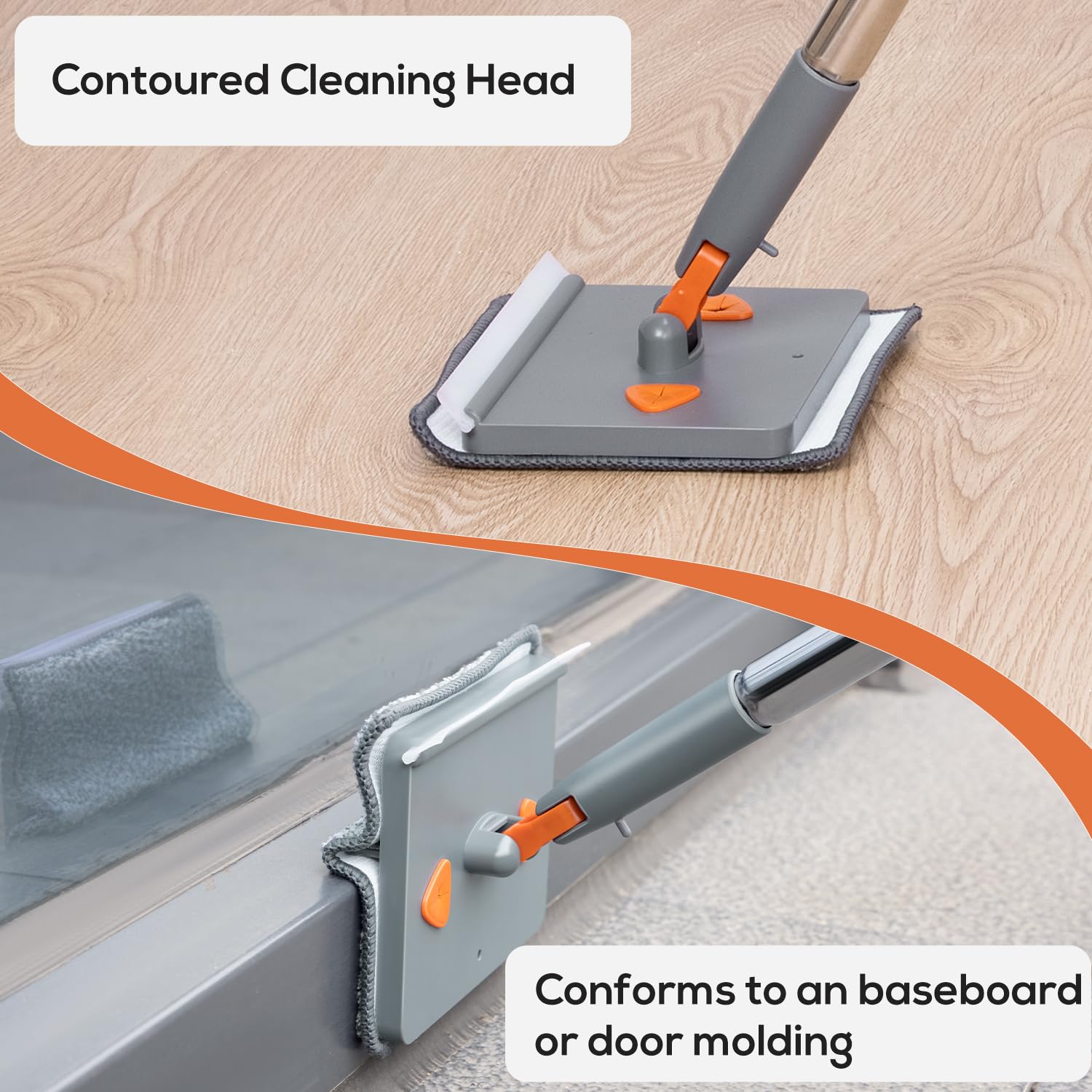 Herramienta de limpieza de zócalo con asa, fregona limpiadora de pared giratoria de 360°, herramienta de techo plegable de 180° con escobilla para limpiar zócalos, paredes, techos, ventanas,
