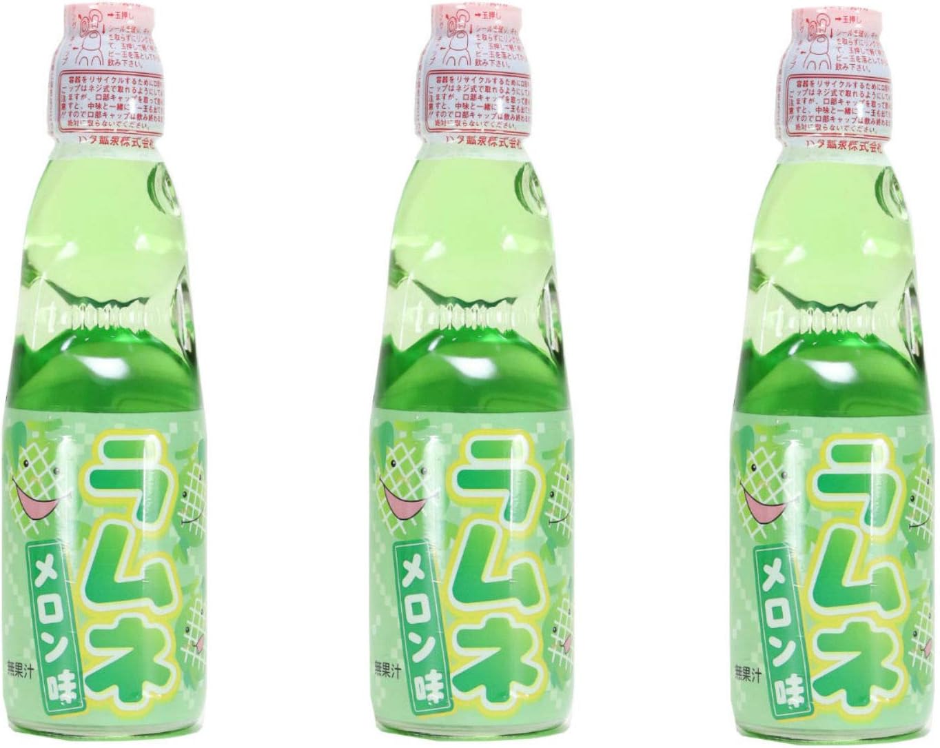 Hatakosen Ramune Melon, 200 ml (3 Bottles)