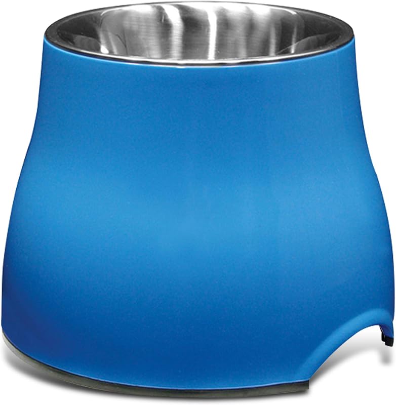 Dogit Cuenco elevado para perros, cuenco de comida y agua para perros pequeños de acero inoxidable, azul, 73743