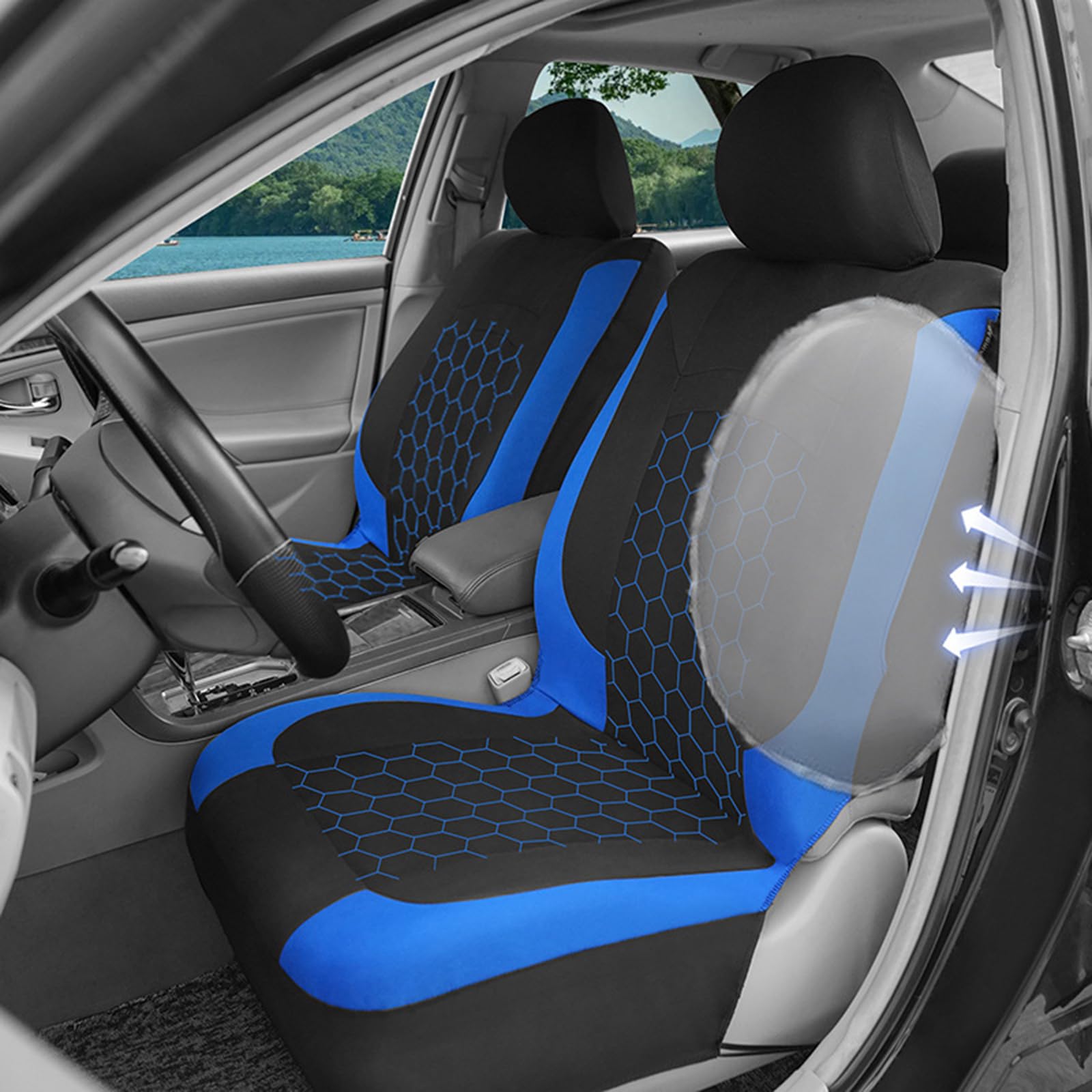 Auto Sitzbezug Für Hyundai Kona Hybrid/N Line 2017-2026 | Vorne Und Hinten Auto-Schonbezüge Set Wasserdichtes Atmungsaktiv Sitzschutz Zubehör