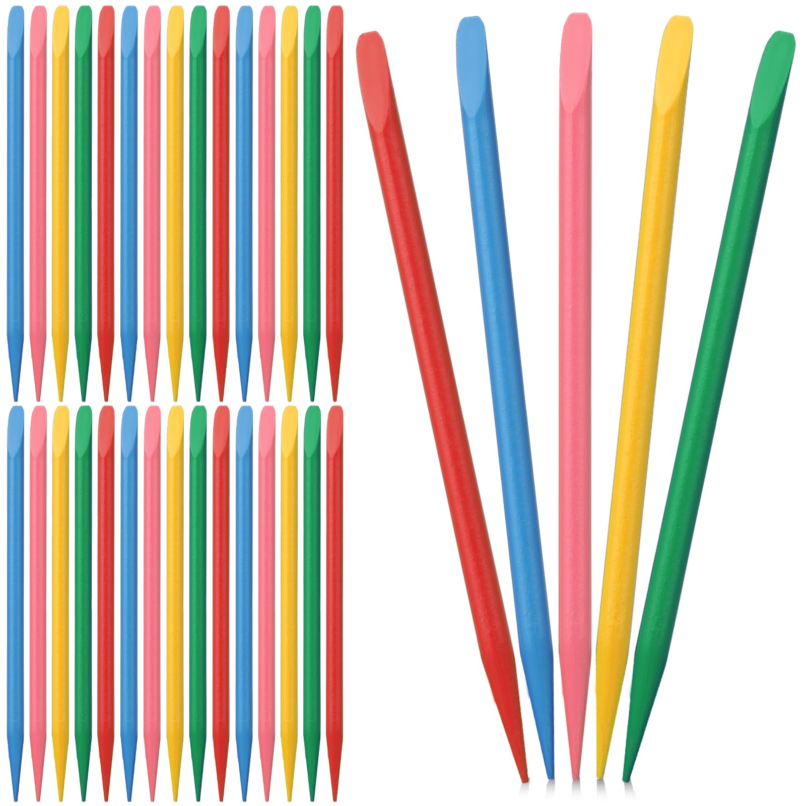 30 Pcs Colorful Wooden Stylus for Scratch Art, 5 Colors Colored Craft Sticks Heavy Duty Stylus for DIY Creative Draw Christmas Thanksgiving Scratch Art Activity Craft Projects, 4.7 Inch