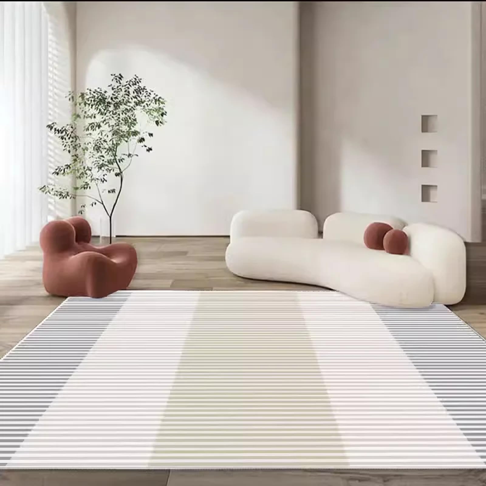 Tapis de salon luxueux noir et blanc style minimaliste chic