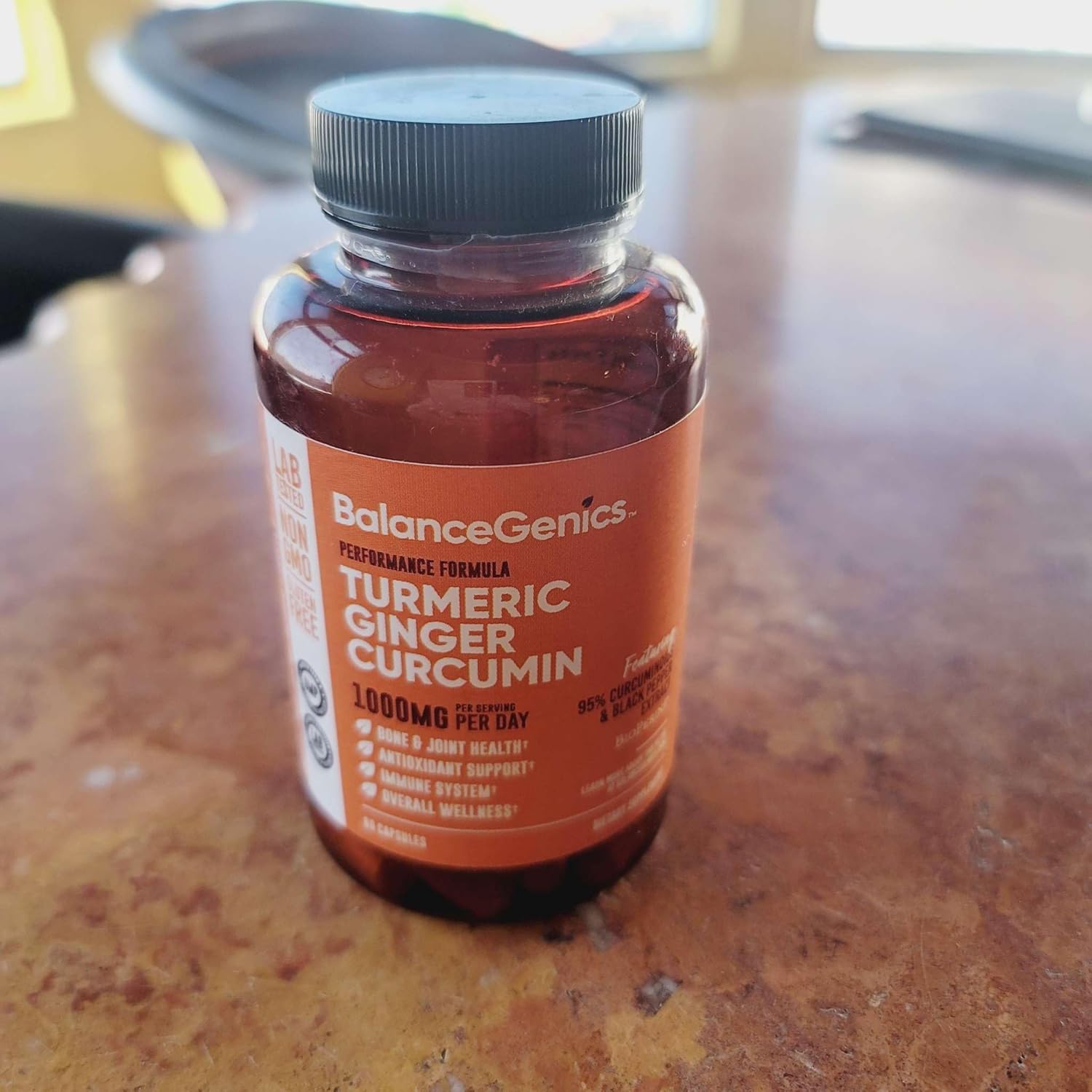 Turmeric Curcumin Supplement with Black Pepper & Ginger Root 1000mg | Optimized Formula 95% Curcuminoids Curcuma | Joint Health & Inflammation Support | 60 Capsules Powder Filled