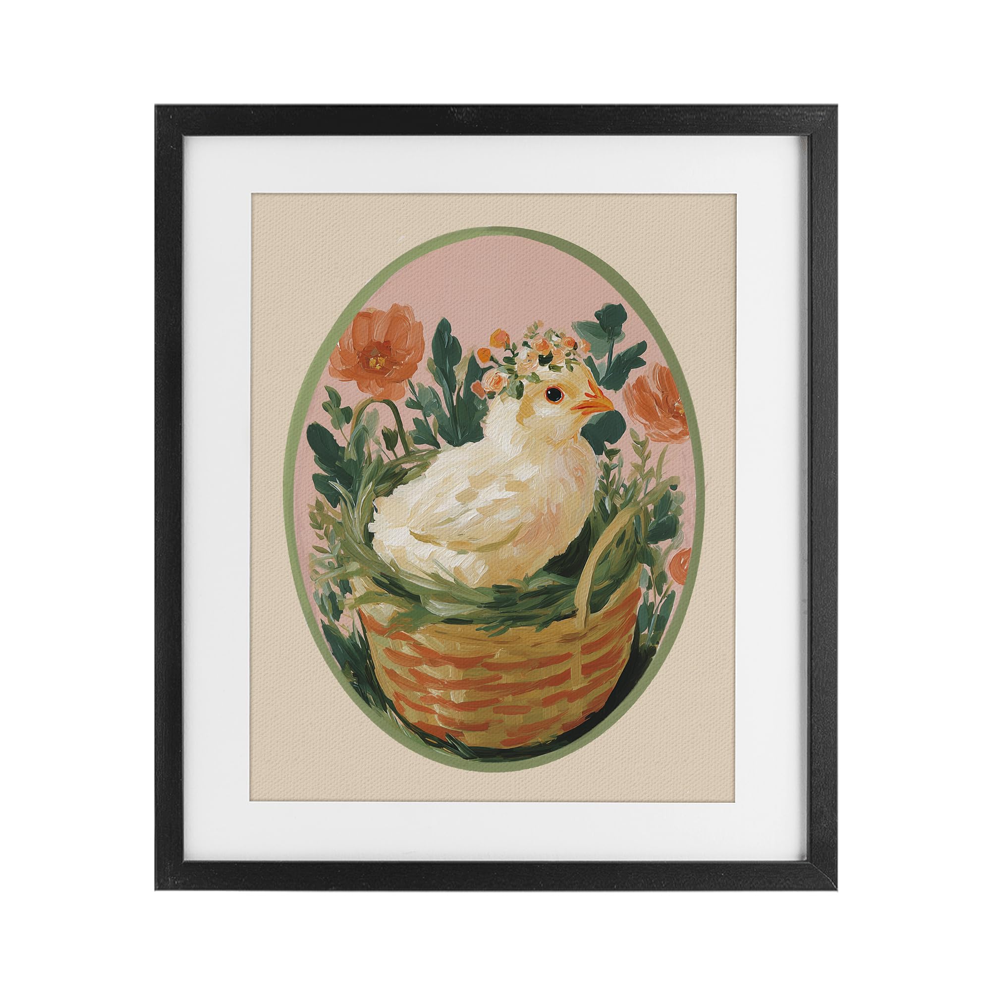 Stupell Industries Midnight Black (Textured) 'Bloom Nest Chick'| Framed Print Under Glass