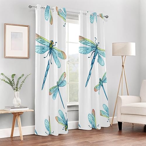 Miniatura 5 de Cortinas opacas de libélula de 84 pulgadas de largo, paneles de cortina de oscurecimiento para ventana de dormitorio y baño, 84 x 52 pulgadas, 1