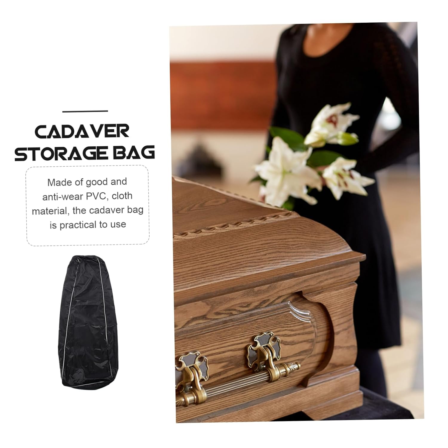 PRETYZOOM Portable Water Resistant Corpse Transportation Bag Body Bag for Funeral Services Lightweight Design with Handles for Hospitals and Accident Scenes High