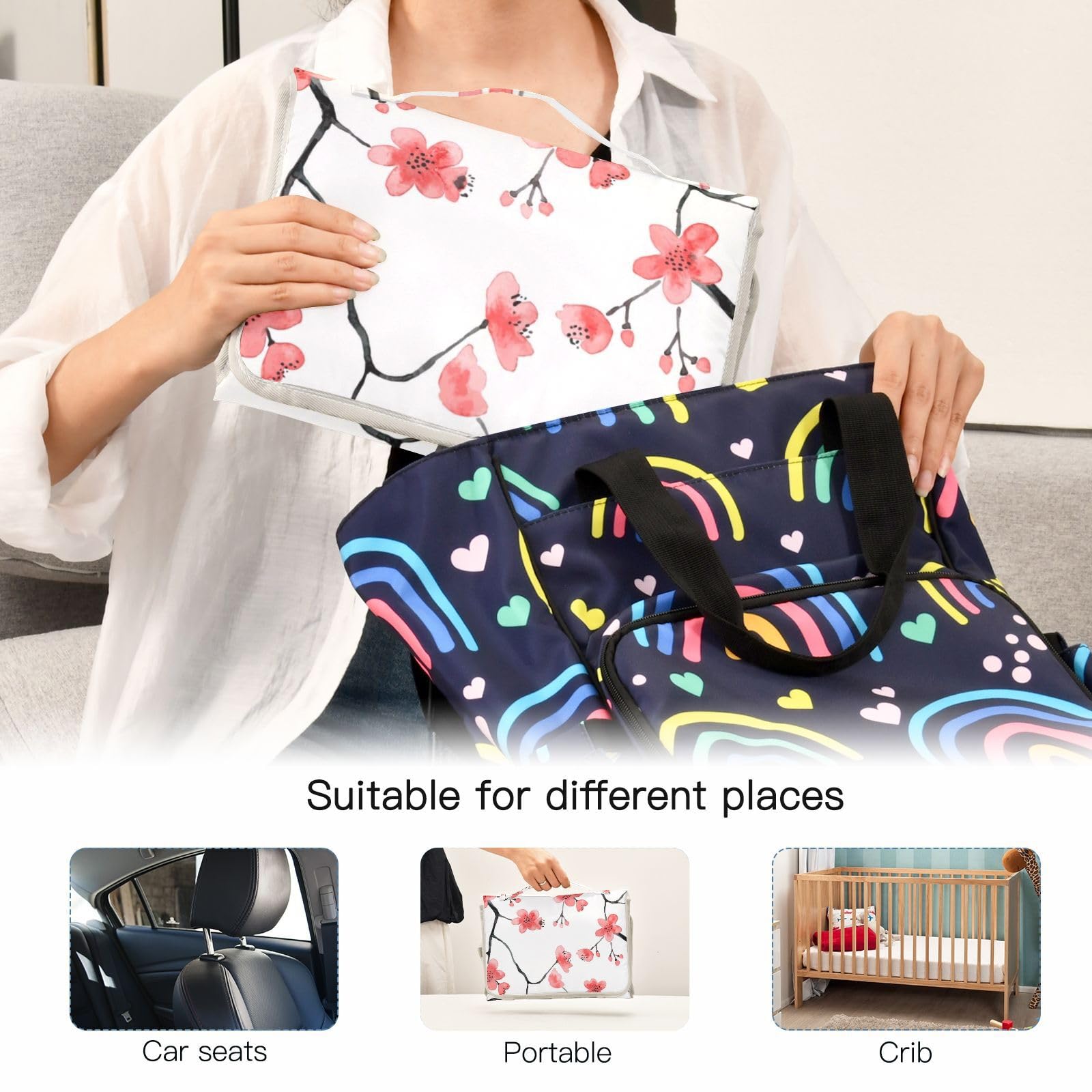 Cambiador de pañales portátil, impermeable, plegable, cambiador de viaje, almohada integrada para recién nacidos, niñas y niños pequeños