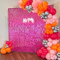 Vista 82 de 36 Panels Giltter Wall Backdrop Pink Shimmer Wall Backdrop for Party Wedding Birthday Engagement Bachelorette Parties Anniversary Decoration
