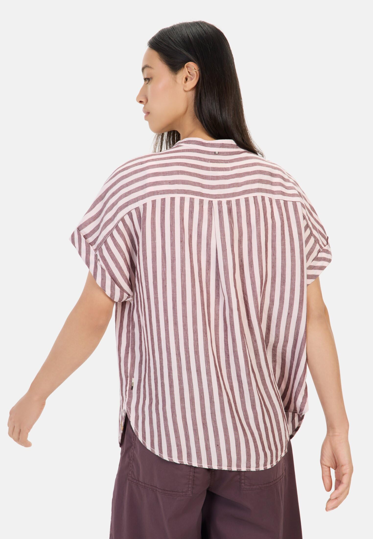 camel active Damen Gestreifte Bluse aus Leinen-Lyocell-Mix