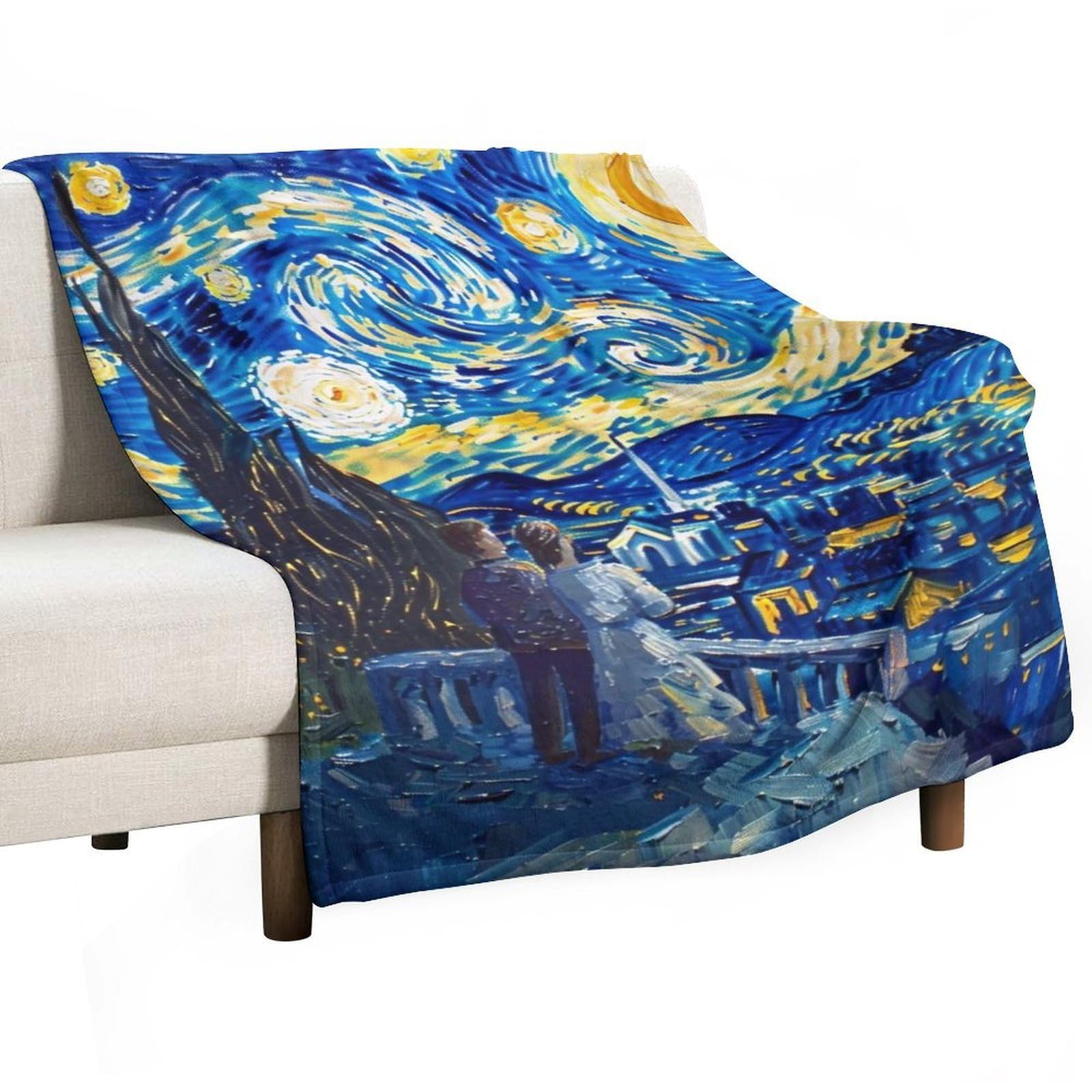 YHGSREUOH Starry Night in Athens 01 Flannel Blankets Fleece Soft Throw Lightweight Plush Gifts for Couch, Bed, Cozy Sofa Plush, Chair, Lovers 130x175cm(50x70in)