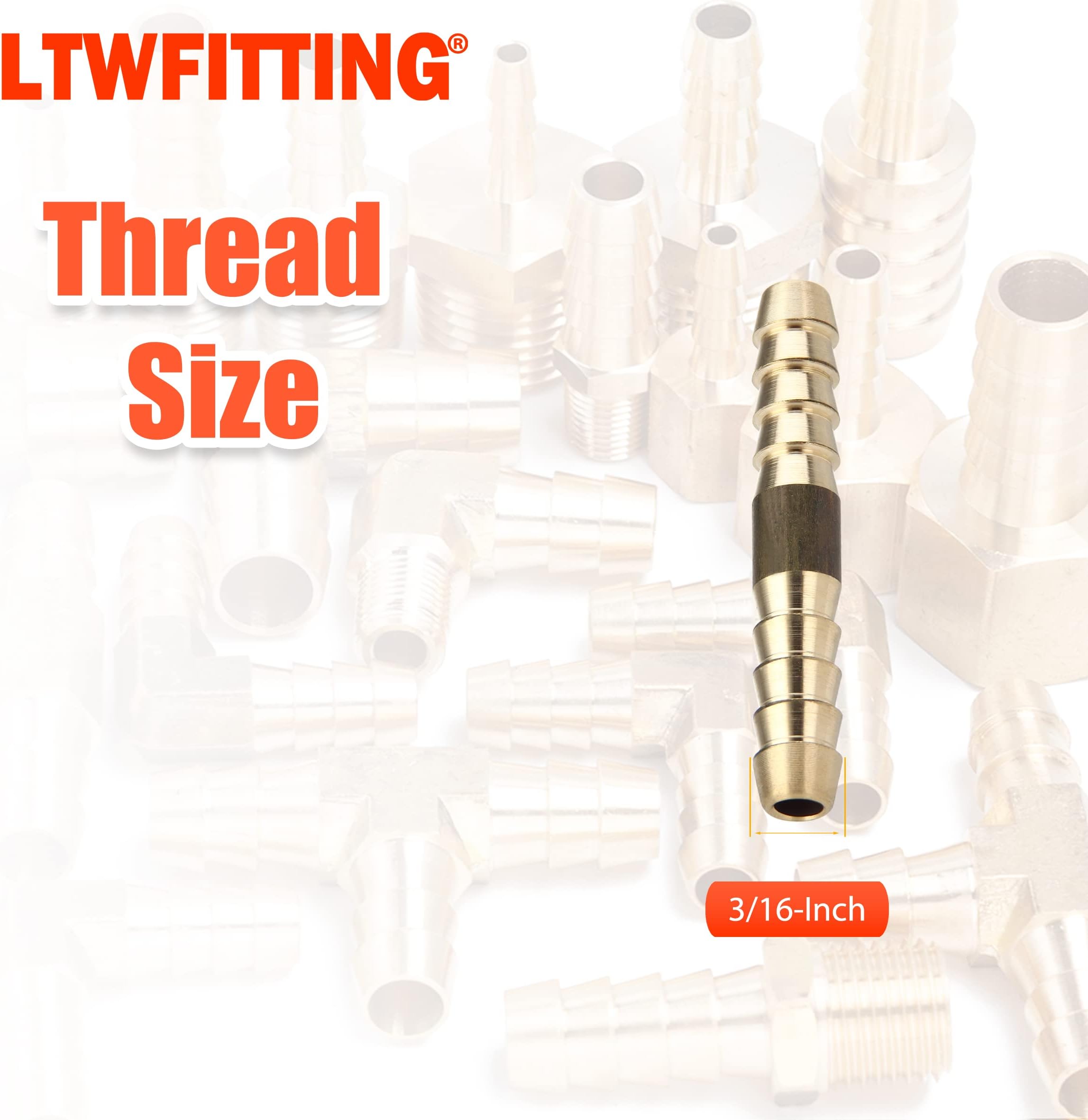 LTWFITTING Brass Barb Splicer Mender 5mm Hose ID Fitting Air Water Fuel Boat (Pack of 5)