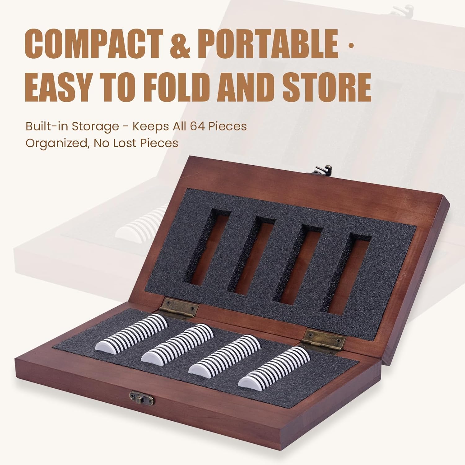 Extguds for Othello Reversi Board Game, Foldable Wooden Strategy Game with Built-in Storage, 64 Black & White Discs, Classic 2 Player Strategy Game for Family & Travel