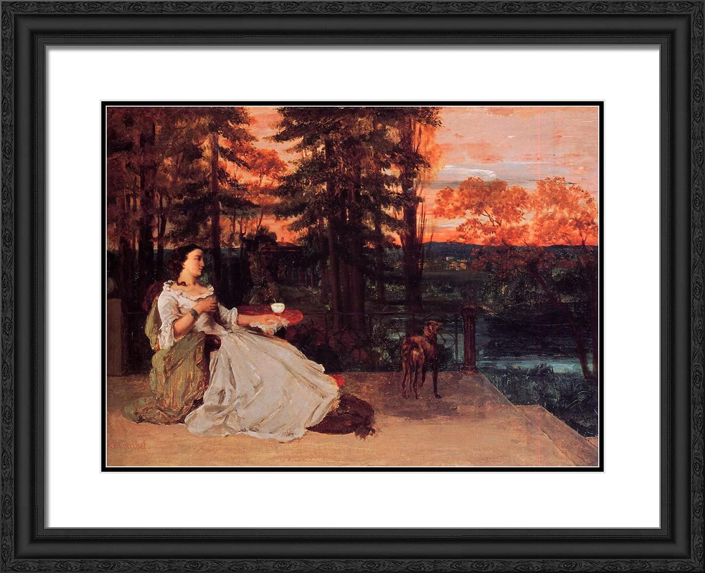 ArtDirect Courbet, Gustave 24x20 Black Ornate Framed Art Print with Double Matting Titled: The Lady of Frankfurt
