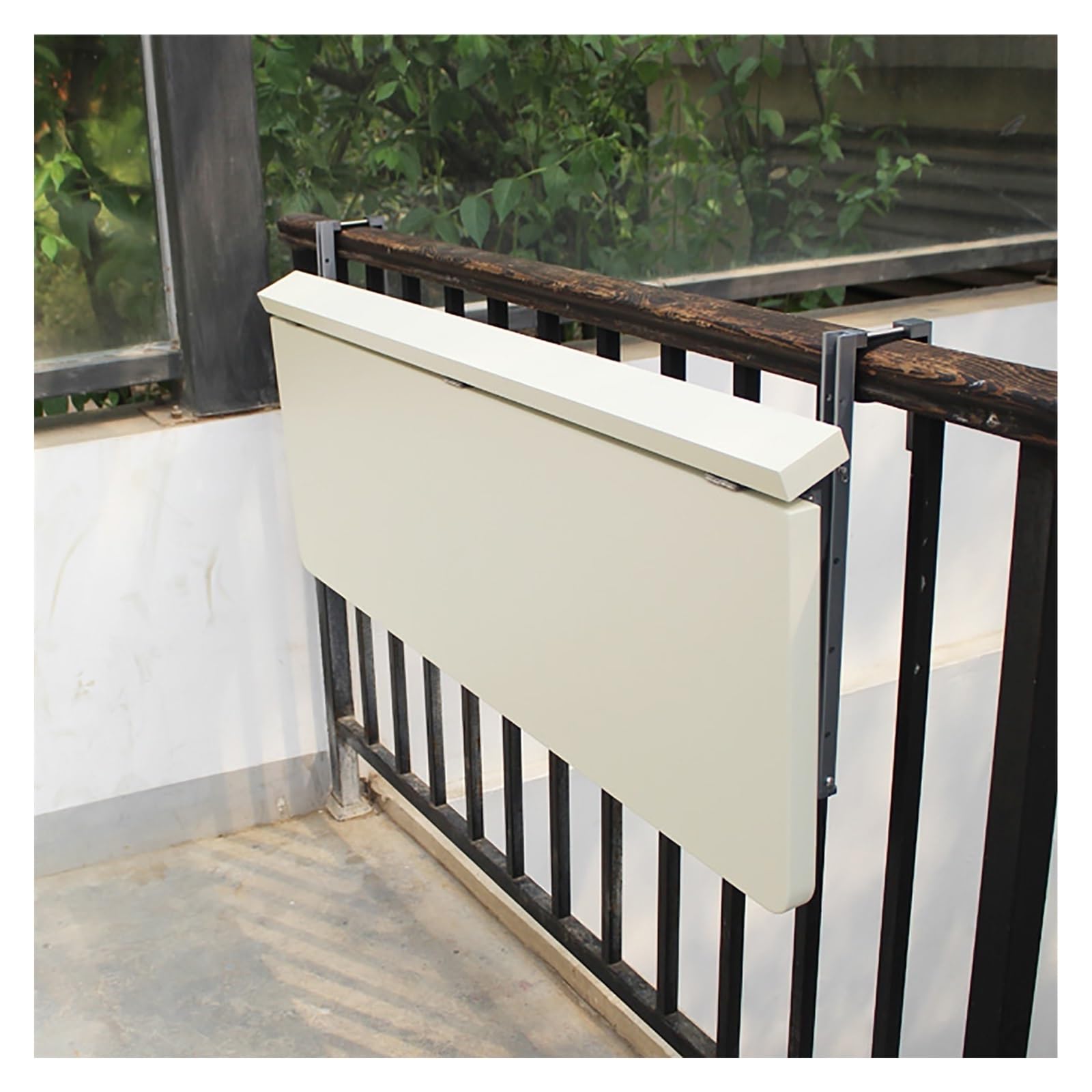 Table rabattable pour balcon blanc 120cm pour un café matinal suspendu