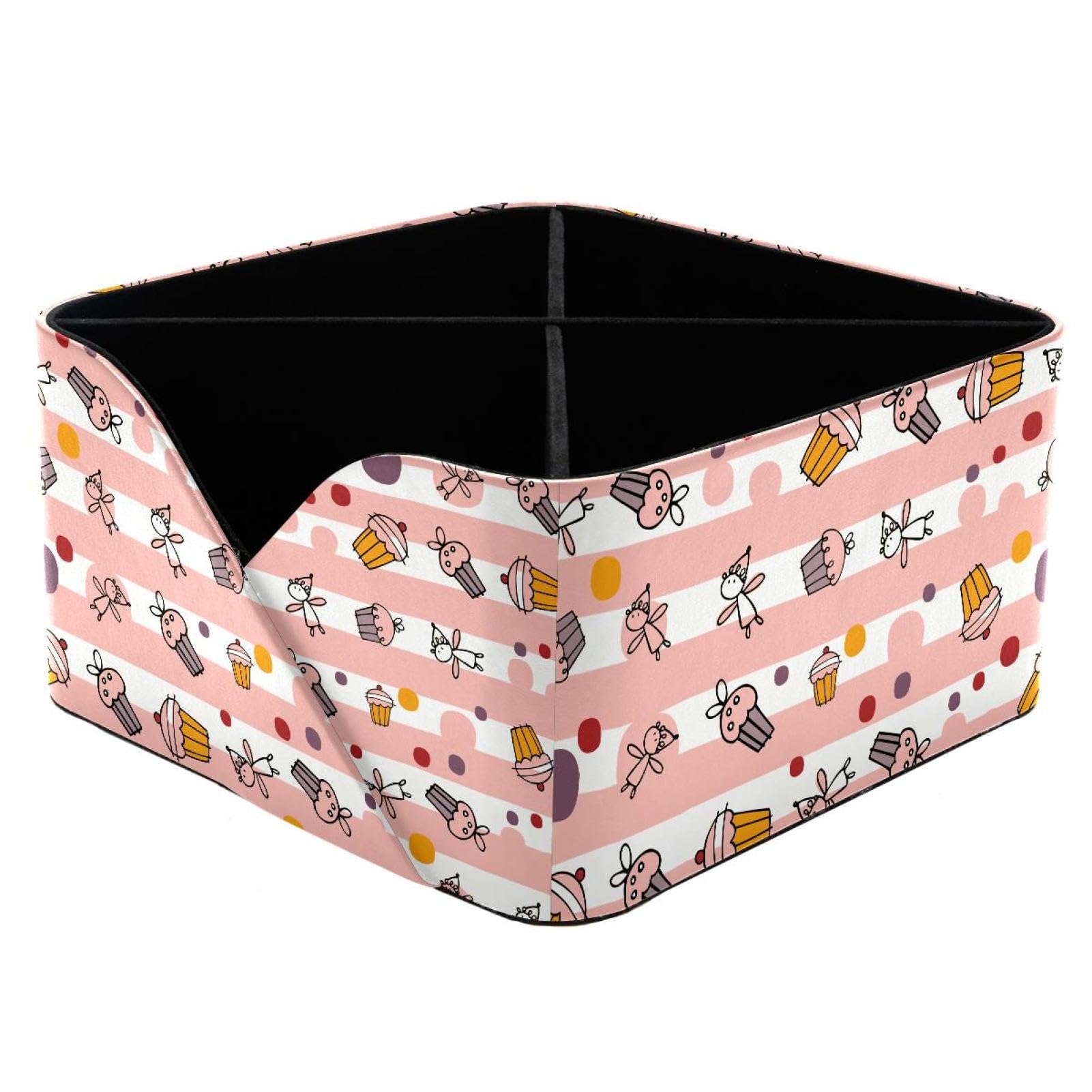 KengjuTesu Cartoon Angel Cupcake Pink Desktop Organizer Pen Holder, Rectangular Pencil Cup for Office, Study and Makeup Stations