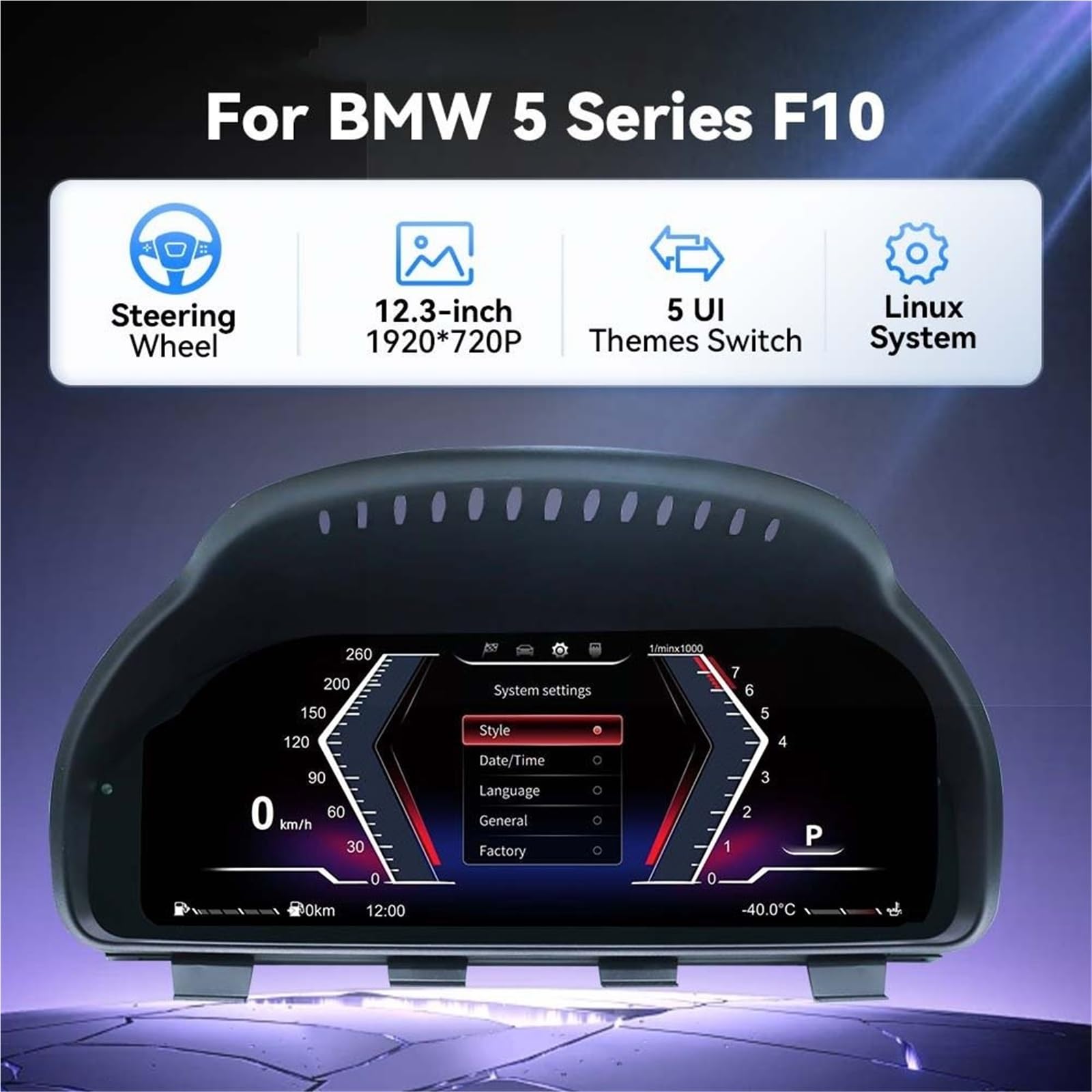 Cyfrowy miernik Do Bmw F10 F11 F18 F06 F12 F13 Wyświetlacz Head Up | Zestaw Wskaźników Deska Rozdzielcza Prędkościomierz LCD Cyfrowy