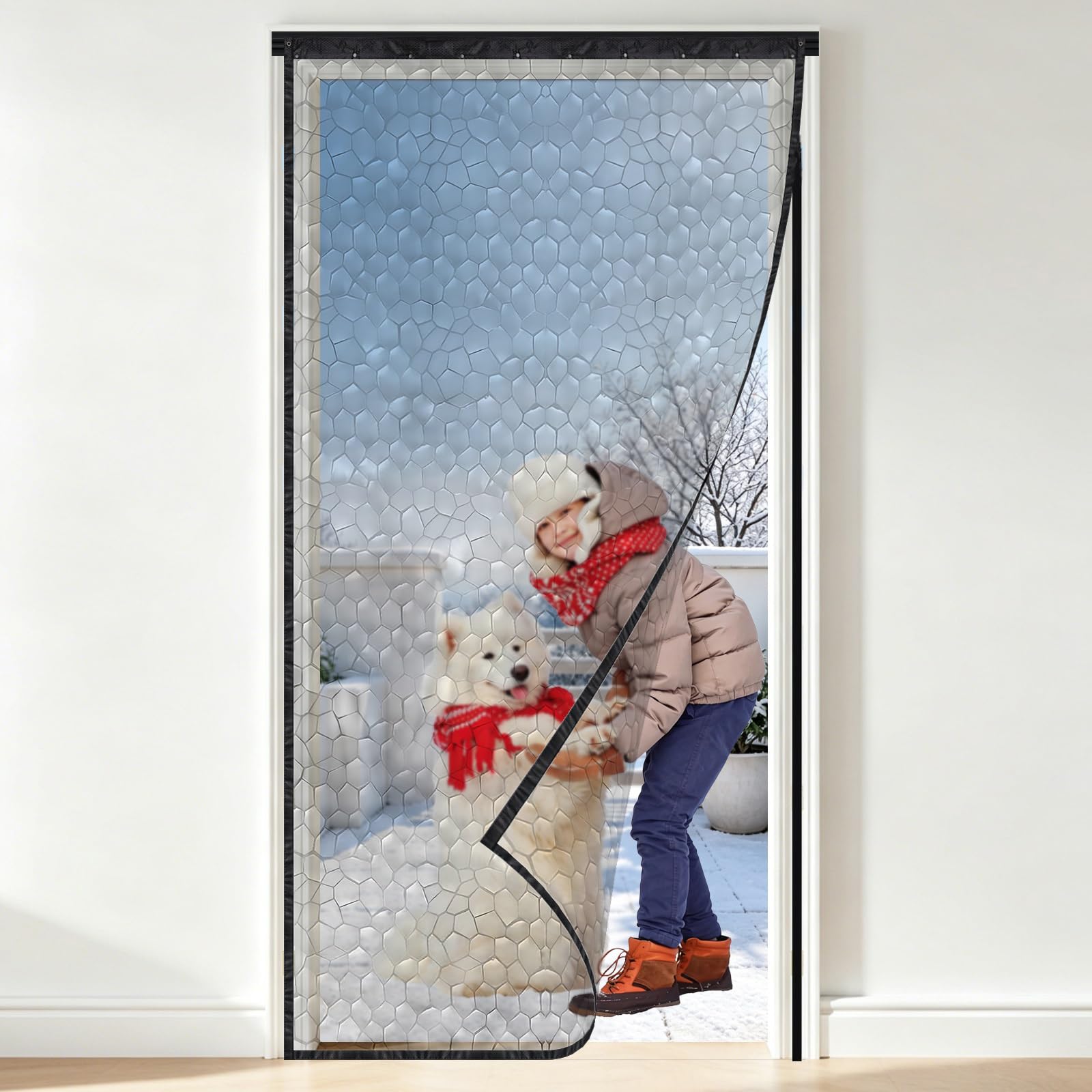 Thermal Insulated Door Curtain, Retractable Door Cover with Track