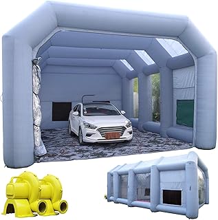 TKLoop Portable Inflatable Paint Booth 30X20X13Ft with Powerful Blowers(750W+950W), Inflatable Spray Paint Booth Tent with Tool Room
