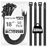 Large Zip Ties 18 inch, 50 Pack, Long Zip Ties Heavy Duty with 220 lb Tensile Strength, Big Cable Ties, Black, ANOSON