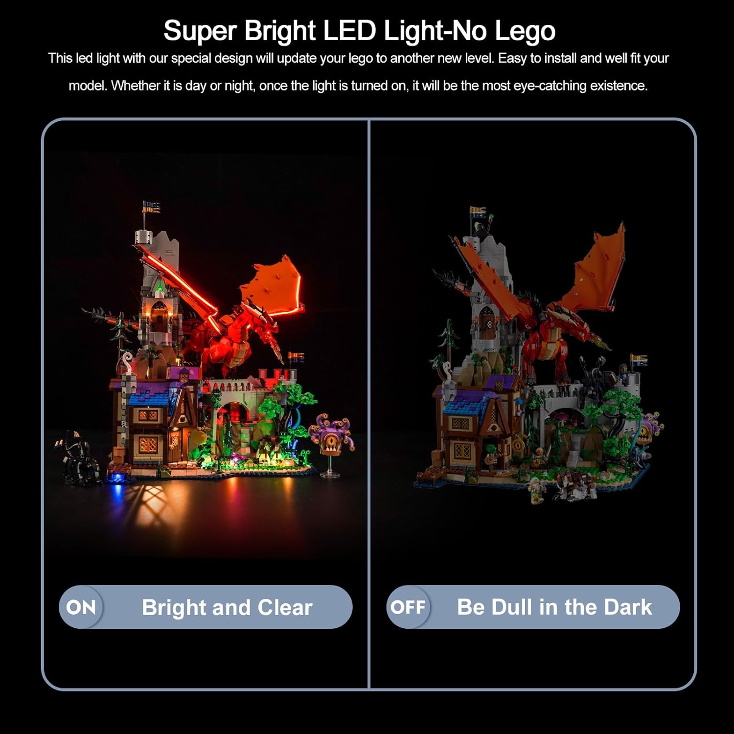 BrickBling LED Light Compatible with Lego Dungeons and Dragons: Red Dragon's Tale, Remote Control Version Lighting Compatible with Lego 21348 (Bricks Not Included)