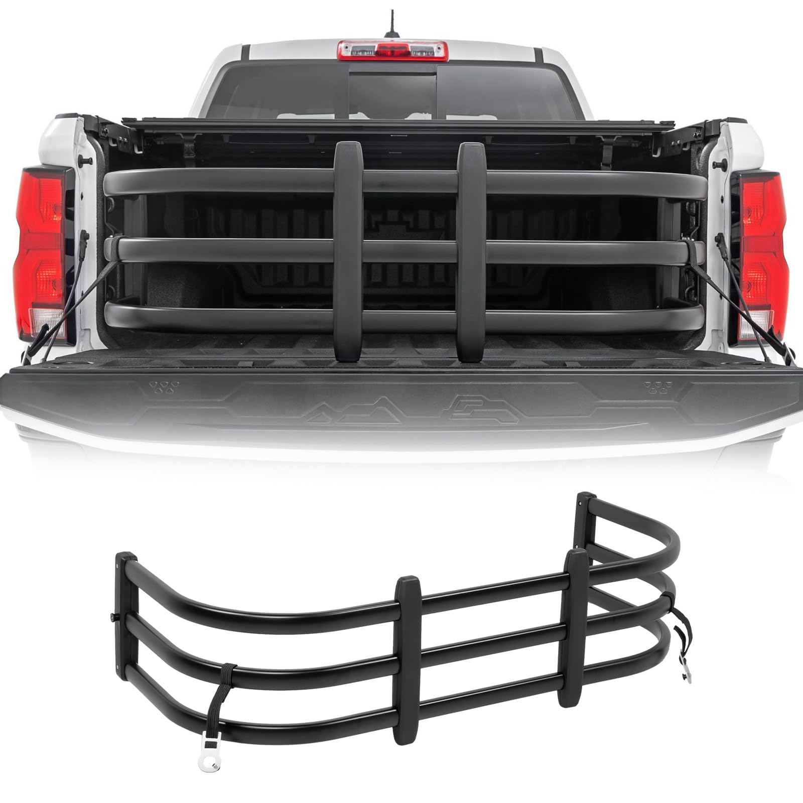 Truck Bed Extender,Aluminum Retractable Tailgate Extender | for 2005-2024 Toyota Tacoma | 2020-2024 Gladiator | 12-22 Frontier | 06-23 Ridgeline | 48"-61" Adjustable Length | Drill Required