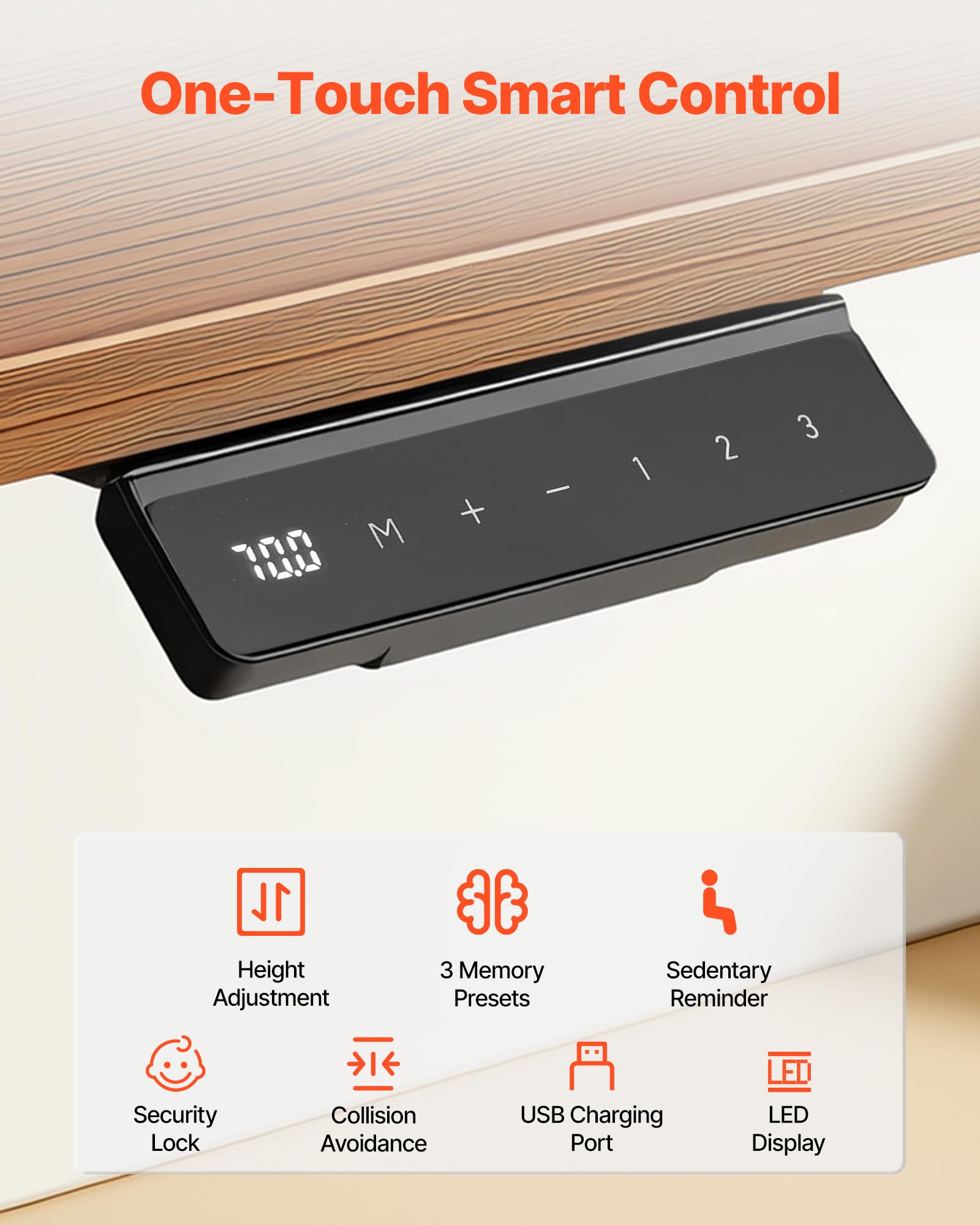 VEVOR Estructura de Mesa Elevable, Doble Motor, Altura Ajustable 60-125 cm Longitud 101-180 cm, Patas de Mesa con Control Inteligente, Marco de Escritorio Elevable Eléctrico para Oficina Hogar, Negro