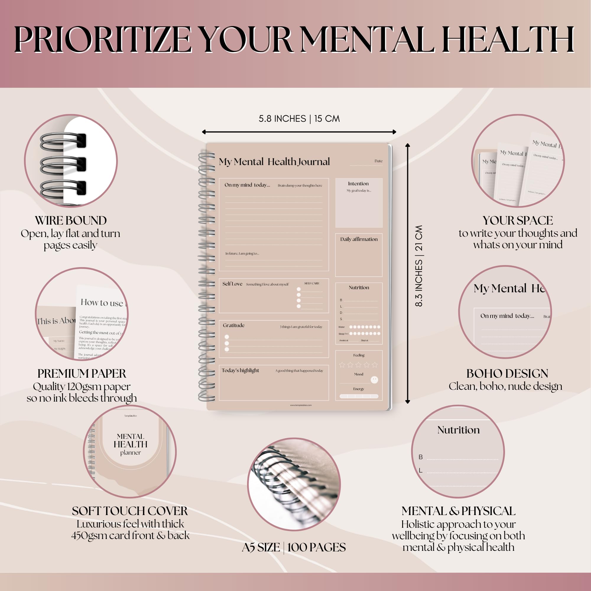 Mental Health Journal Planner, Lux, A5 - Image 2