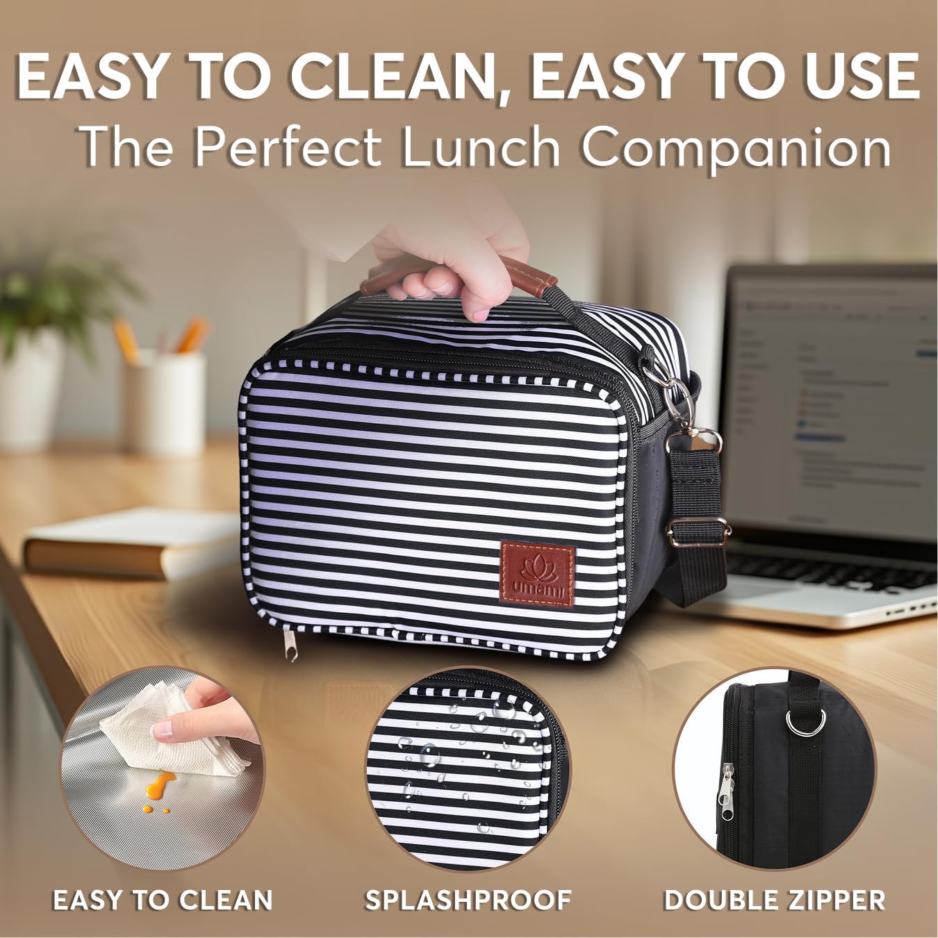 Umami Adult Lunch Box for Women/Men, Small Insulated Bag, Perfect Capacity, Reusable & Easy to Clean Office Lunch Bag for Women/Men, Practical Cooler Tote, Marine - Image 5
