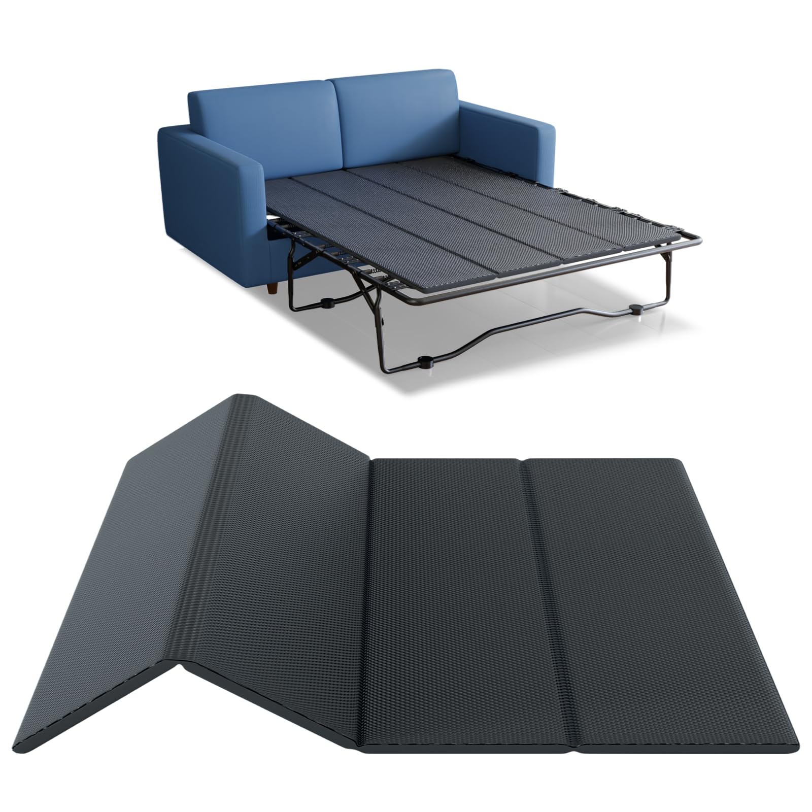 Foldable Box Spring, Bunkie Board, Bed Support Slats for Support to Streamline and Minimize The Bed, No Assembly Needed, Twin Size, 48 x 48 in