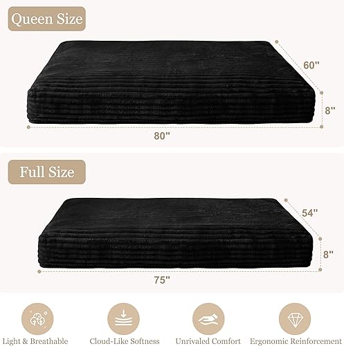 Miniatura 2 de YOSHOOT Colchón de futón de 8 pulgadas, sofá cama de futón grueso, colchón de piso para adultos, relleno de espuma triturada (marco no incluido),