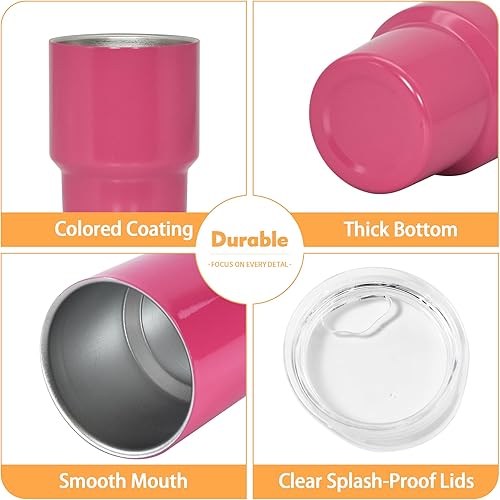 Miniatura 4 de Mini vaso de chupito de 3 onzas con popote y tapa, 12 vasos de chupito de sublimación, vasos de acero inoxidable en blanco, lindos vasos de chupito