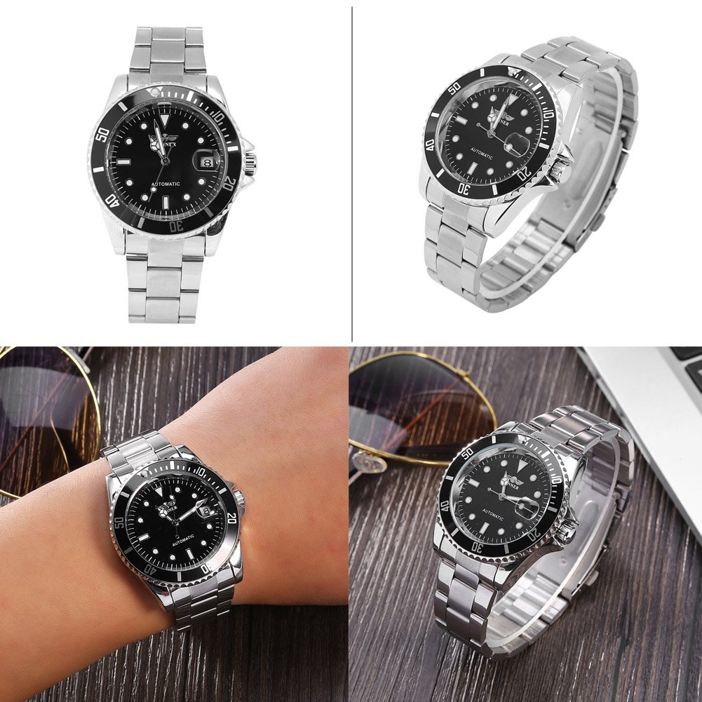 Orologio Automatico Uomo Elegante con Cinturino in Acciaio Inox e Quadrante Meccanico di Lusso per Stile Classico