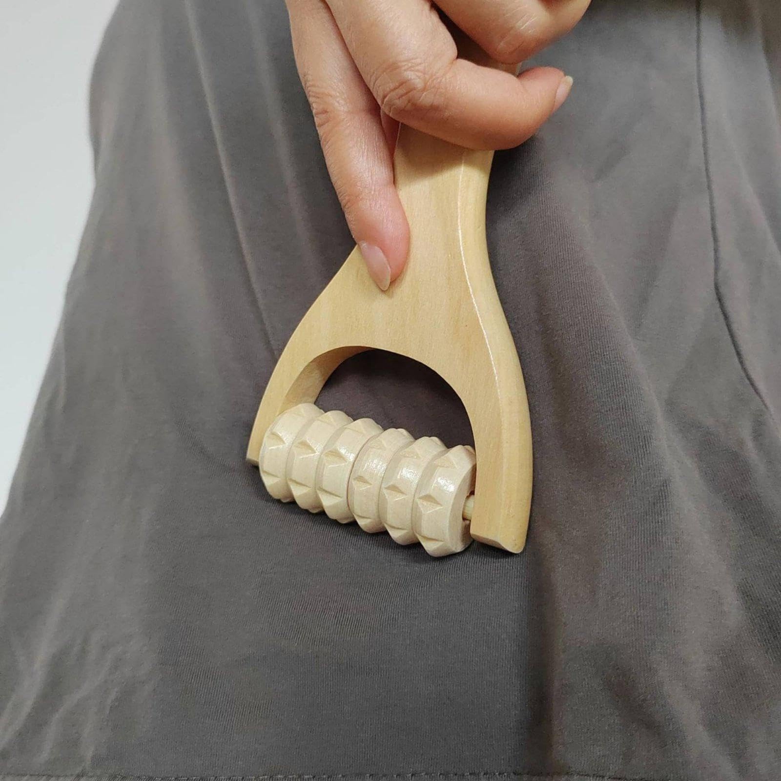 Rodillo Manual de Madera para Masaje Facial Y Corporal con Mango Antideslizante Y Textura Suave para Estimular La Piel Y Reducir La Hinchazón en, 4 piezas