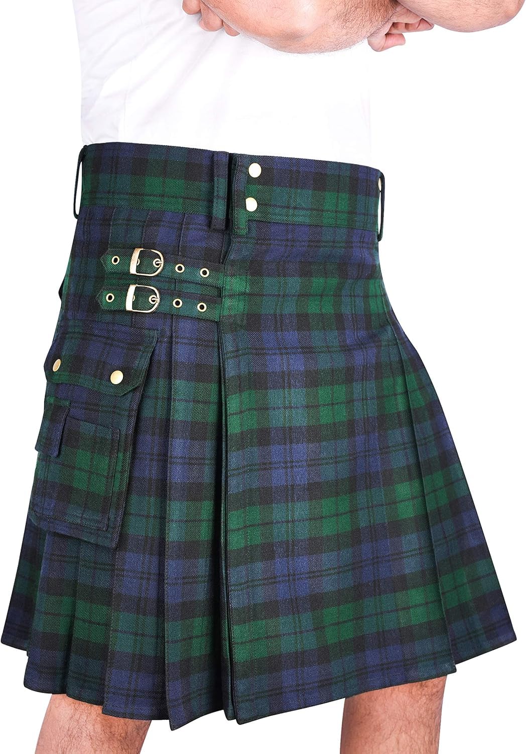 Kilt in Tartan per Uomo Kilt in Tartan con Cinghie e Ampie Tasche Cargo