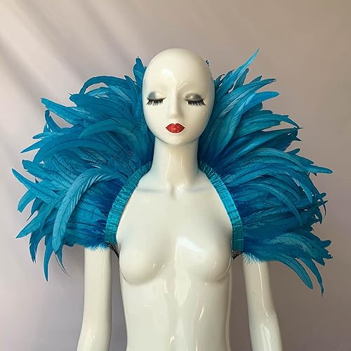 Miniatura 3 de QIXIA - Chal de plumas y 1 par de muñequeras para mujer, bruja, Halloween, Mardi Gras, capa de plumas, accesorios para disfraces