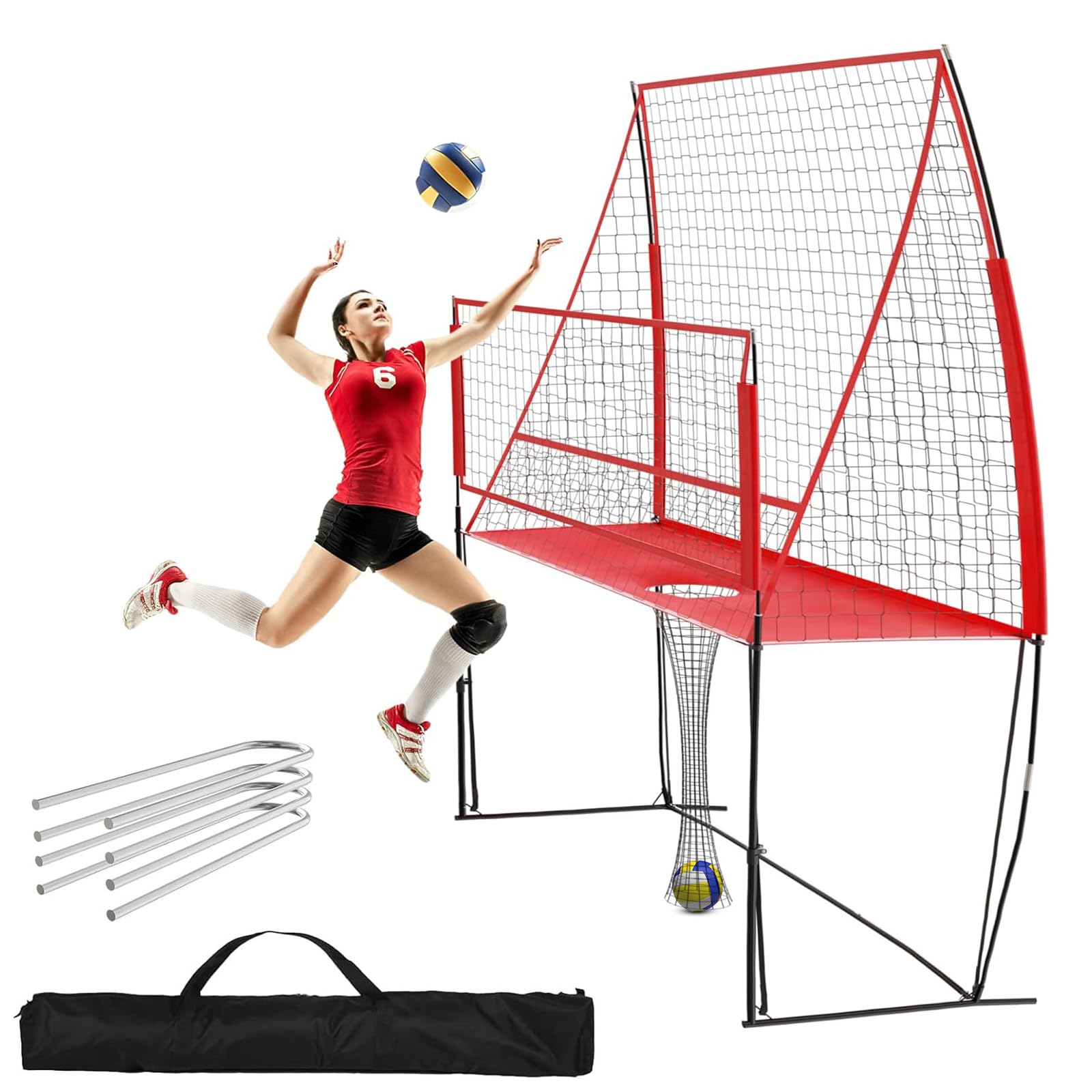 Volleyball Rebounder Netz, Verstellbares Volleyball-Trainingsnetz(1,98-2,43 m) FüR Schlag- Und Aufschlagtrainer Mit Tragetasche, Einfache Montage FüR Den Innen- Und AußEnbereich