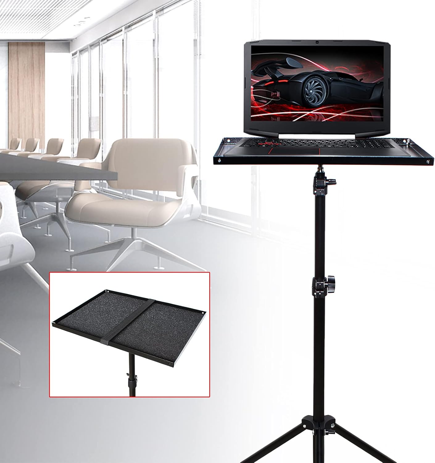 Projector Laptop Tripod Stand, 69-190CM Height and Tilt Adjustable Foldable Laptop Tripod Multifunctional DJ Racks Portable Projector Stand, Tripod for Notebook Computer, Projector, Lamp Bracket