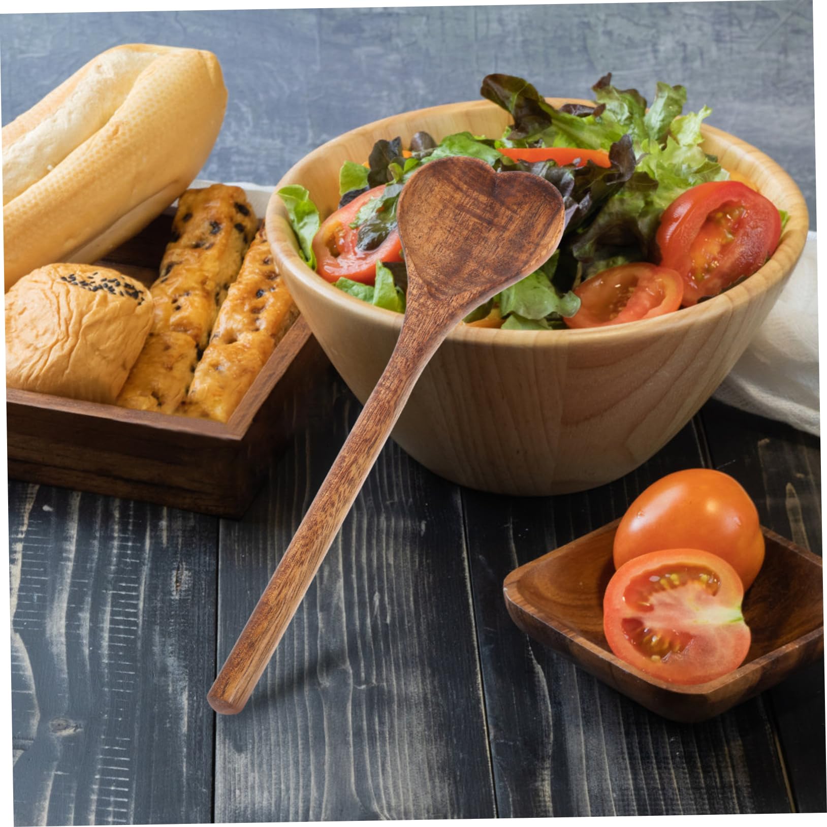 OFFSCH Heart Shaped Wooden Spoon for Serving and Stirring Versatile Kitchen Utensil for Salads Soups and Desserts Smooth Finish Creative Design for Buffets and Dining Tables