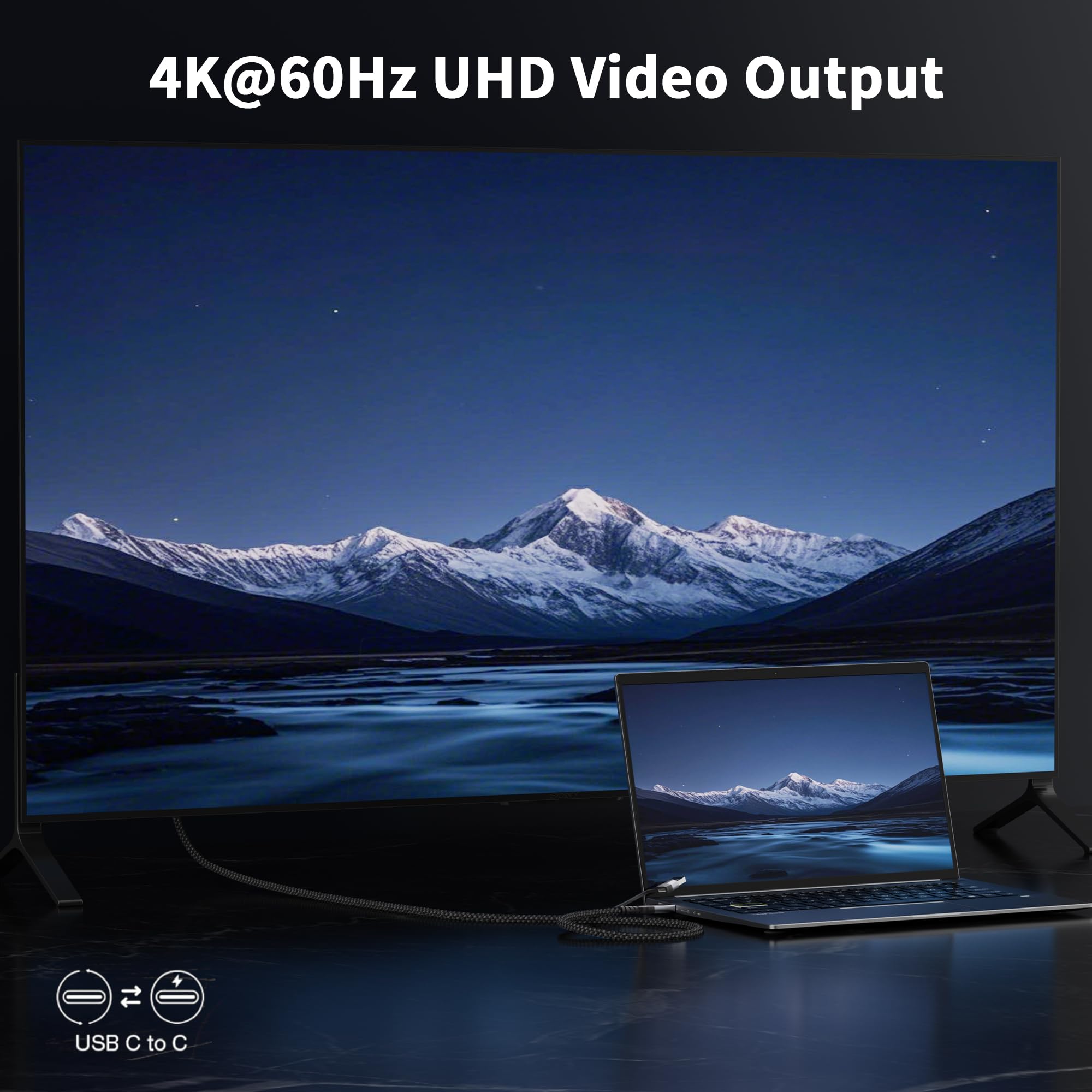 Cavo USB C lungo（5 metri+5 metri） Multifunzione 2 in 1, Cavo USB A a Type C USB 3.2 Gen 2x2 20Gbps, Trasferimento Dati, Video UHD 4K@60Hz, Ricarica Rapida, Compatibile con android auto