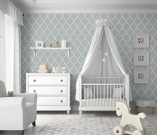 Miniatura 2 de Feisoon Papel tapiz gris de 17.3 x 197 pulgadas, papel tapiz de enrejado geométrico, impermeable, moderno, extraíble, autoadhesivo, patrón de